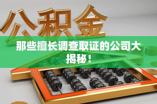 沈阳那些擅长调查取证的公司大揭秘！