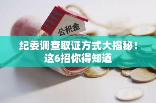 沈阳纪委调查取证方式大揭秘！这6招你得知道