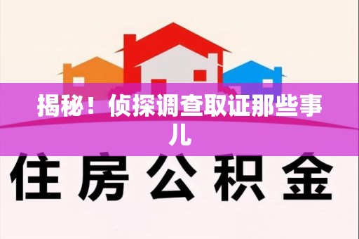 沈阳揭秘！侦探调查取证那些事儿